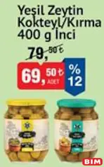 İNCİ YEŞİL ZEYTİN KOKTEYL/KIRMA 400 G